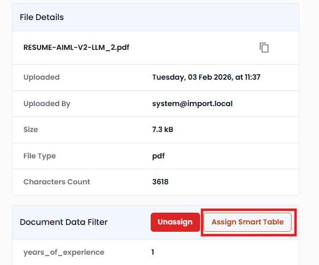 Paramètres du document avec attribution du Tableau intelligent