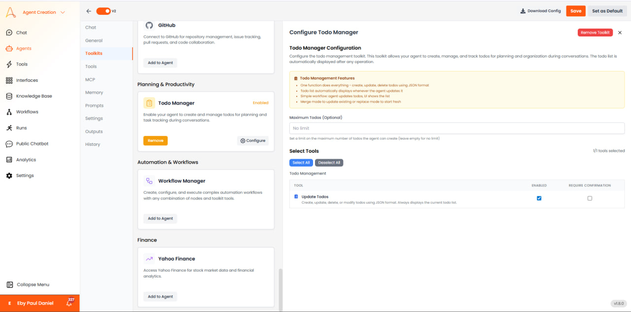 Configuration du Gestionnaire de tâches avec les fonctionnalités et l'outil Mise à jour des tâches