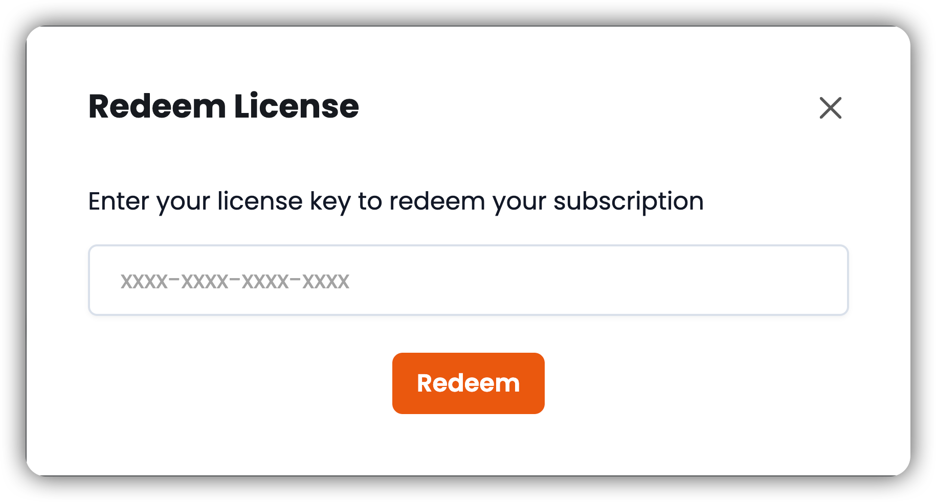 Boîte de dialogue Récupérer la licence EK