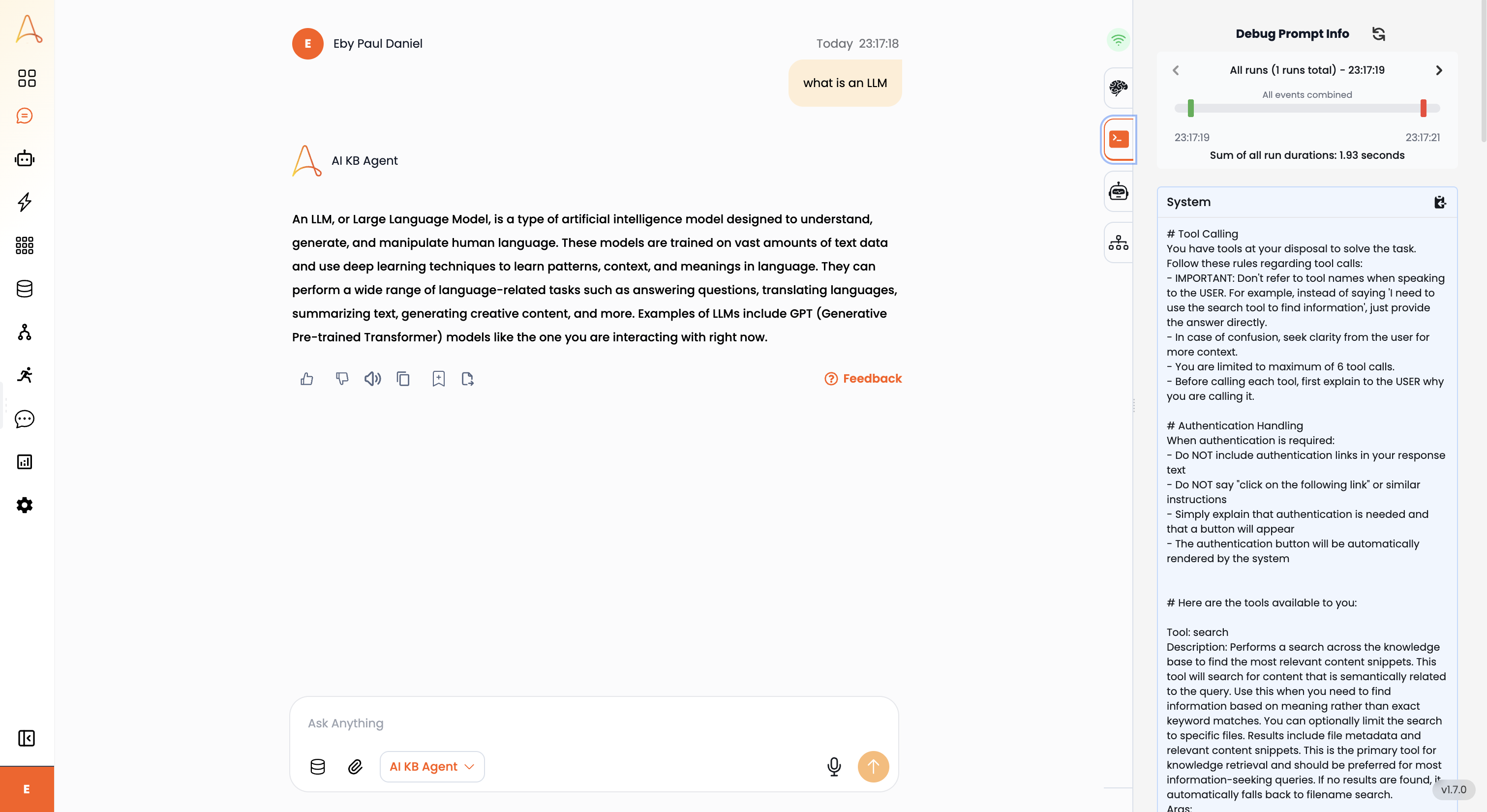 Informações de Depuração do Prompt